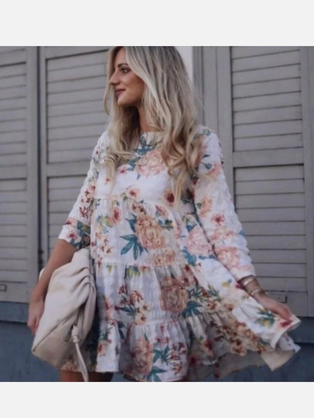 Zara Women’s XL Floral Print Sharon Tiered BabyDoll Dress